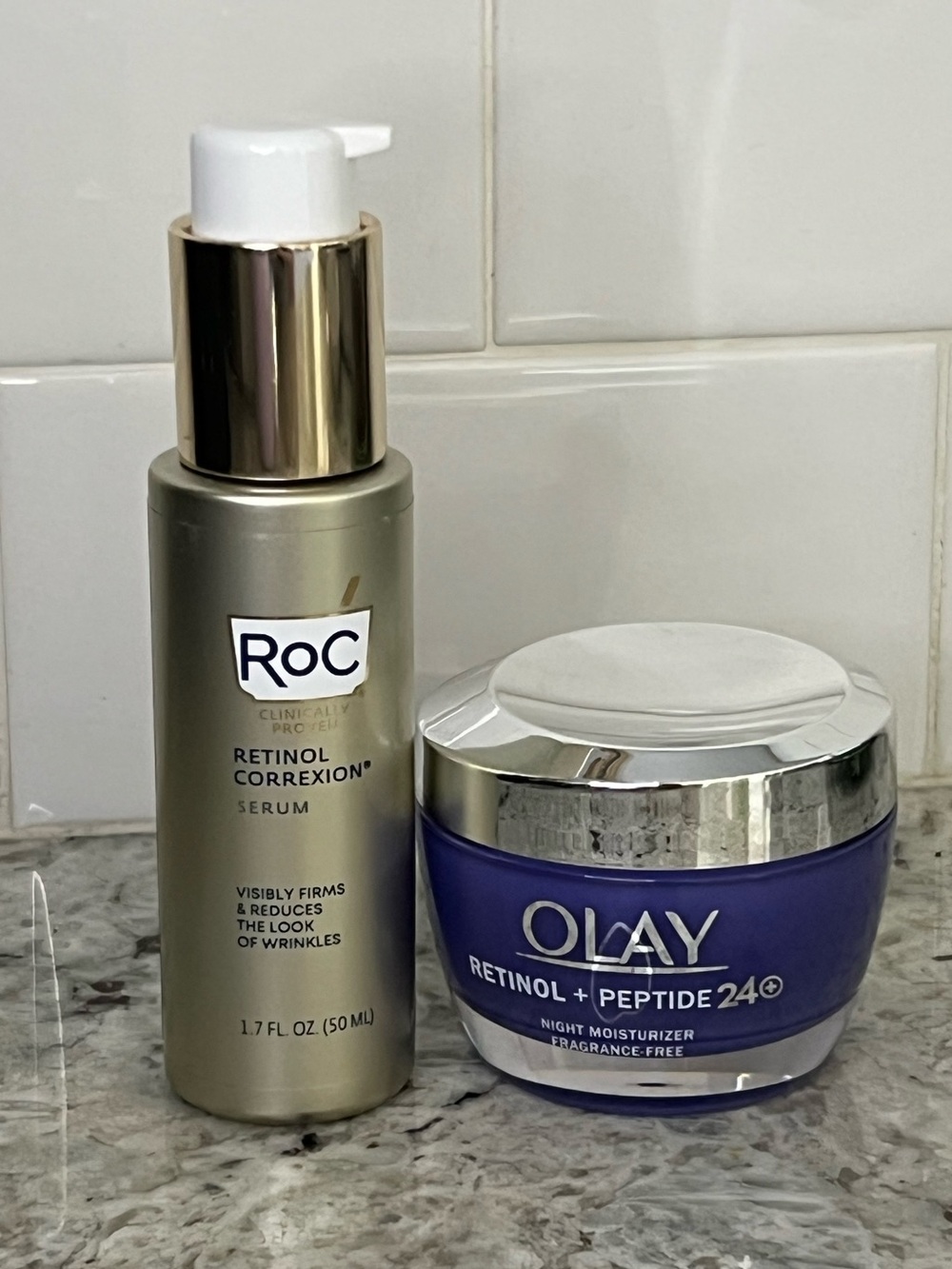 NWOT Retinol Lot: Olay Retinol Night Moisturizer & ROĆ Retinol Serum